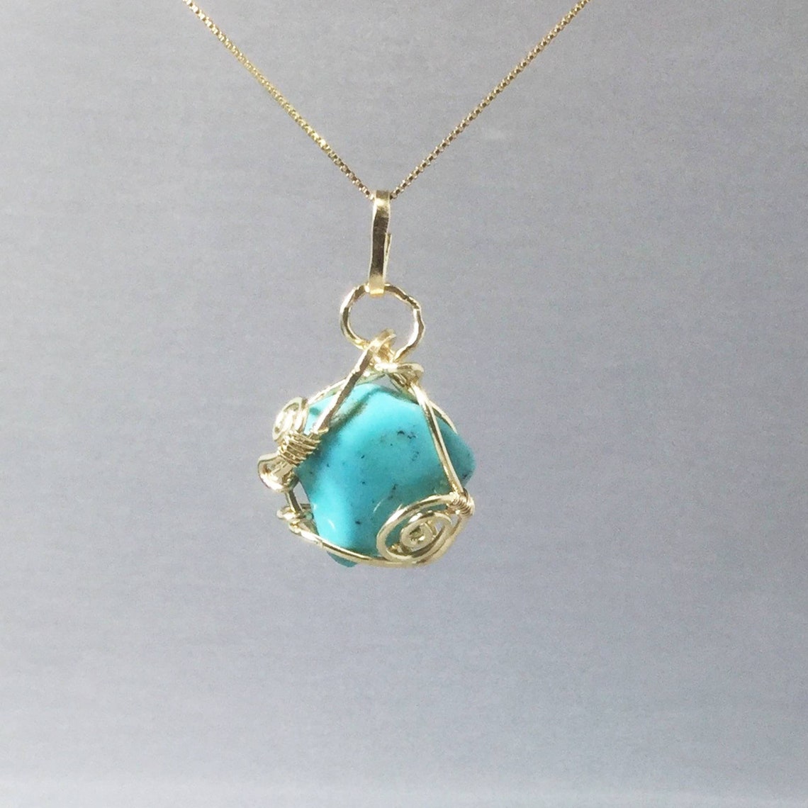 Turquoise Pendant Turquoise Necklace 14k Gold Filled Etsy UK