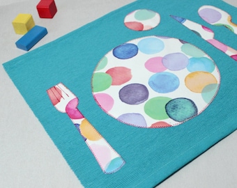 Montessori Placemat for Kids, Place Setting Montessori Practical Life, Montessori Placemat, Scandinavian Modern, Toddler Fabric Placemat,