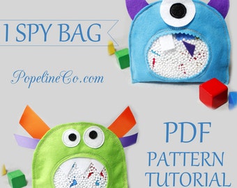 Sewing Pattern, 2 Monsters, Sensory Toy I Spy Bag Pattern, PDF Sewing pattern, PDF  Pattern, Baby Toy Pattern, Halloween Kids Gift