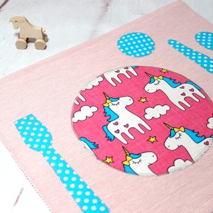 Kids Placemat, Back to school, Unicorn, Toddler Fabric Placemats, Unicorn Kids, Girl Place Mat,Unicorn Placemat,Montessori placemat, image 1