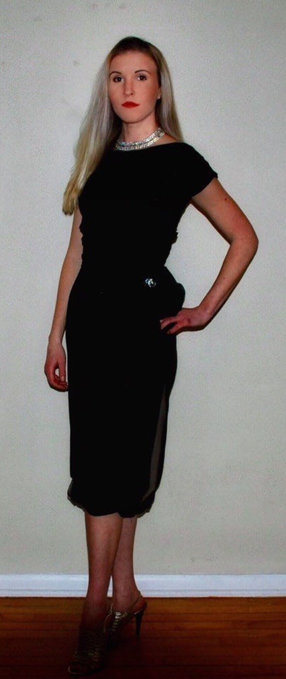 Classic Black Vintage Dress - image 3