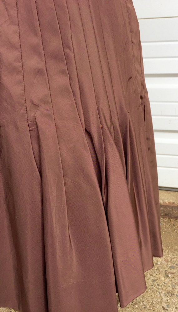 Shiny 50's  Pleated Bronze  Party Dress Size M/L - image 2