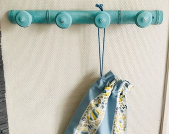 PORTE MANTEAUX style SHABBY bleu + 1 pochon offert