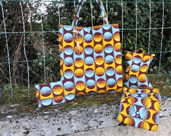 TOTE BAG et son ensemble de  4 pièces tissu WAX