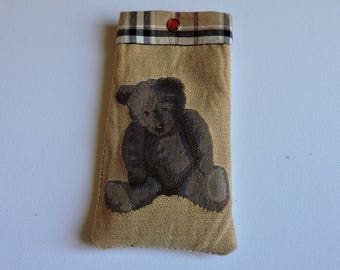 CASE EYEGLASSES TAPESTRY TEDDY BEAR PRINT