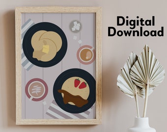 Illustrated Pancakes for Breakfast Digital Download Art Print
