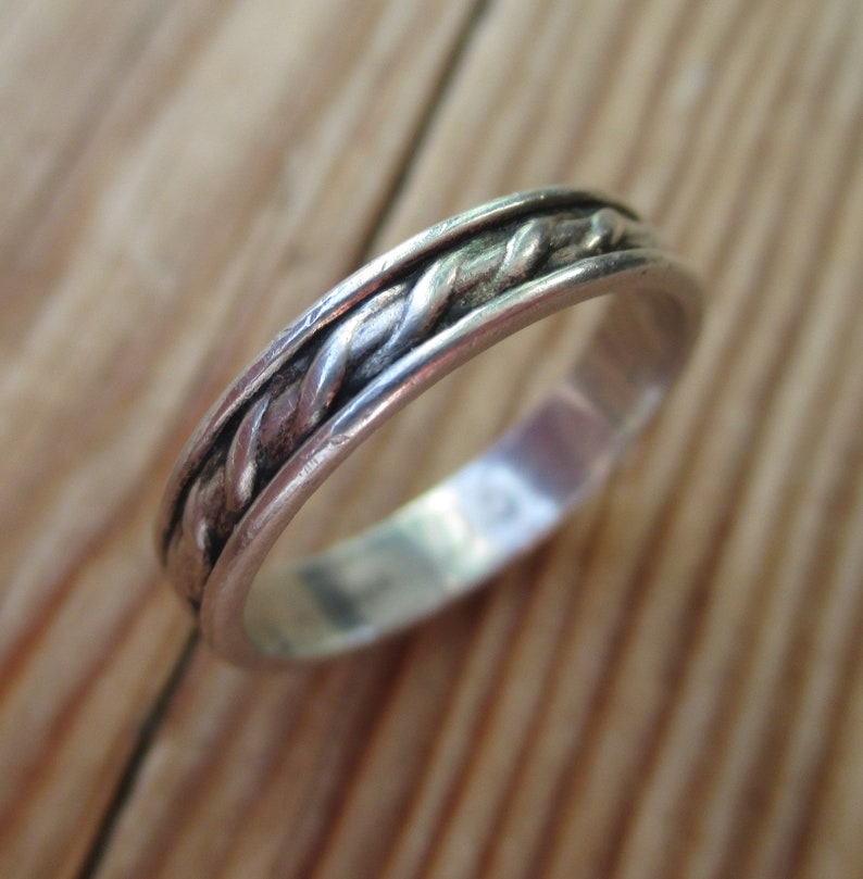 braided Viking style Scandinavian 925 jewelry Finland Koruseppa Oy inscription inside Finnish sterling silver twisted plait narrow band
