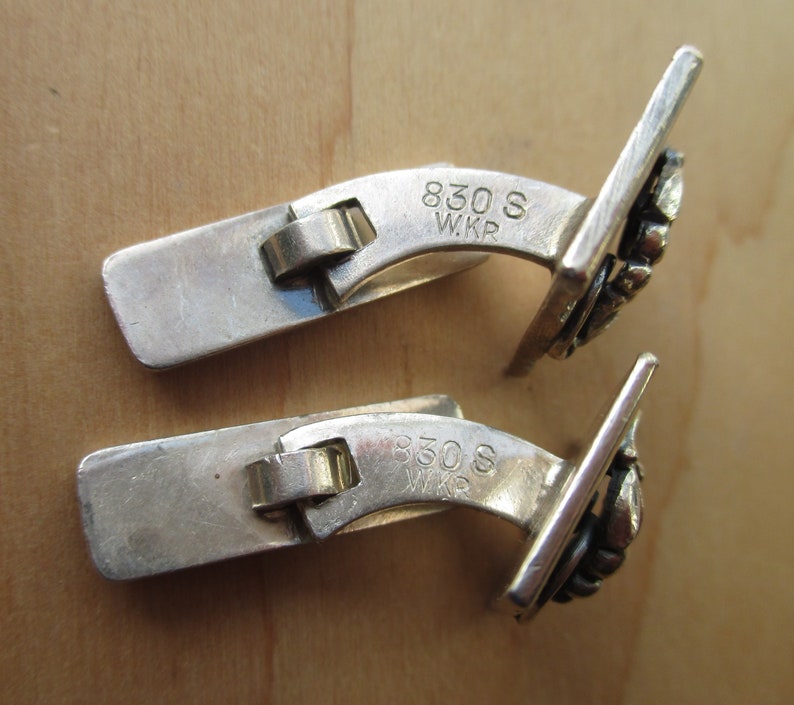 Danish 830 silver cufflinks Willy H Jacob Krogmar Denmark 1930s Art Deco Art Nouveau style Scandinavian shirt accessories suit gift for men