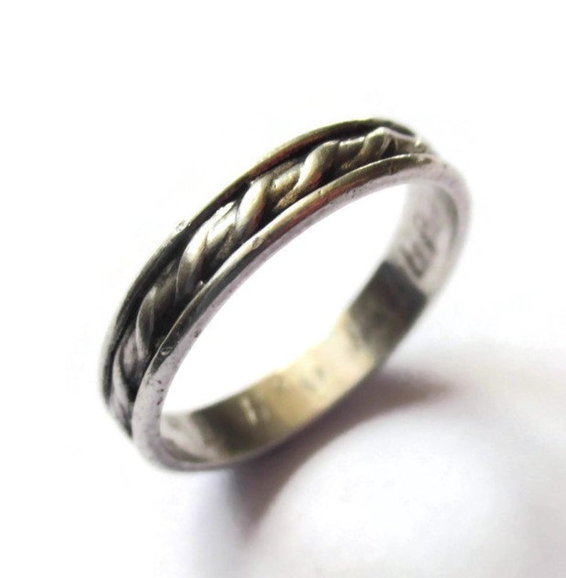 braided Viking style Scandinavian 925 jewelry Finland Koruseppa Oy inscription inside Finnish sterling silver twisted plait narrow band