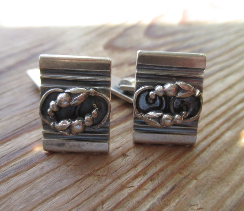 Danish 830 silver cufflinks Willy H Jacob Krogmar Denmark 1930s Art Deco Art Nouveau style Scandinavian shirt accessories suit gift for men