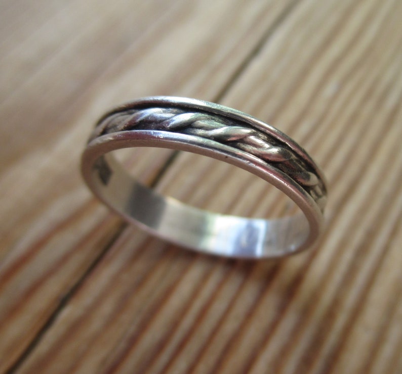braided Viking style Scandinavian 925 jewelry Finland Koruseppa Oy inscription inside Finnish sterling silver twisted plait narrow band