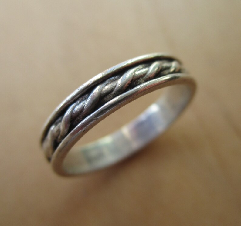 braided Viking style Scandinavian 925 jewelry Finland Koruseppa Oy inscription inside Finnish sterling silver twisted plait narrow band