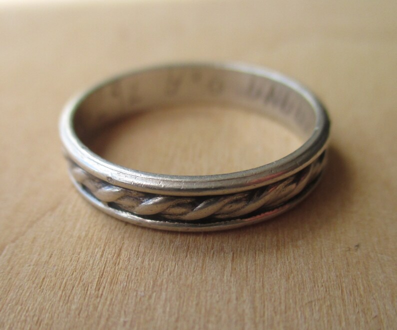 braided Viking style Scandinavian 925 jewelry Finland Koruseppa Oy inscription inside Finnish sterling silver twisted plait narrow band