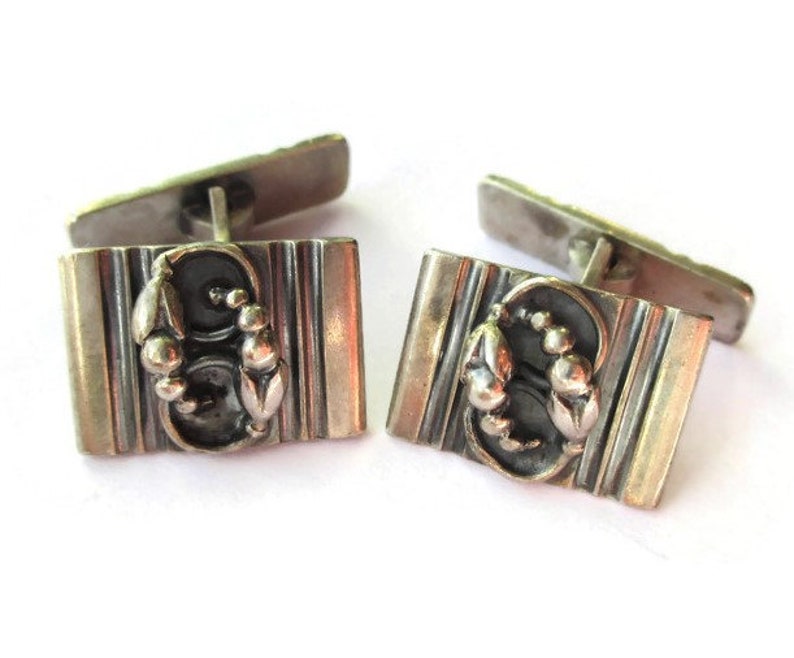 Danish 830 silver cufflinks Willy H Jacob Krogmar Denmark 1930s Art Deco Art Nouveau style Scandinavian shirt accessories suit gift for men