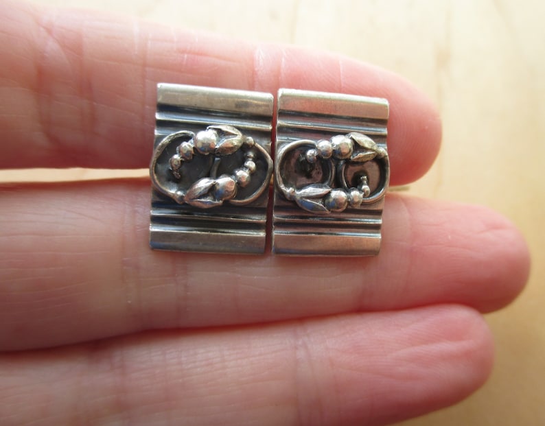 Danish 830 silver cufflinks Willy H Jacob Krogmar Denmark 1930s Art Deco Art Nouveau style Scandinavian shirt accessories suit gift for men