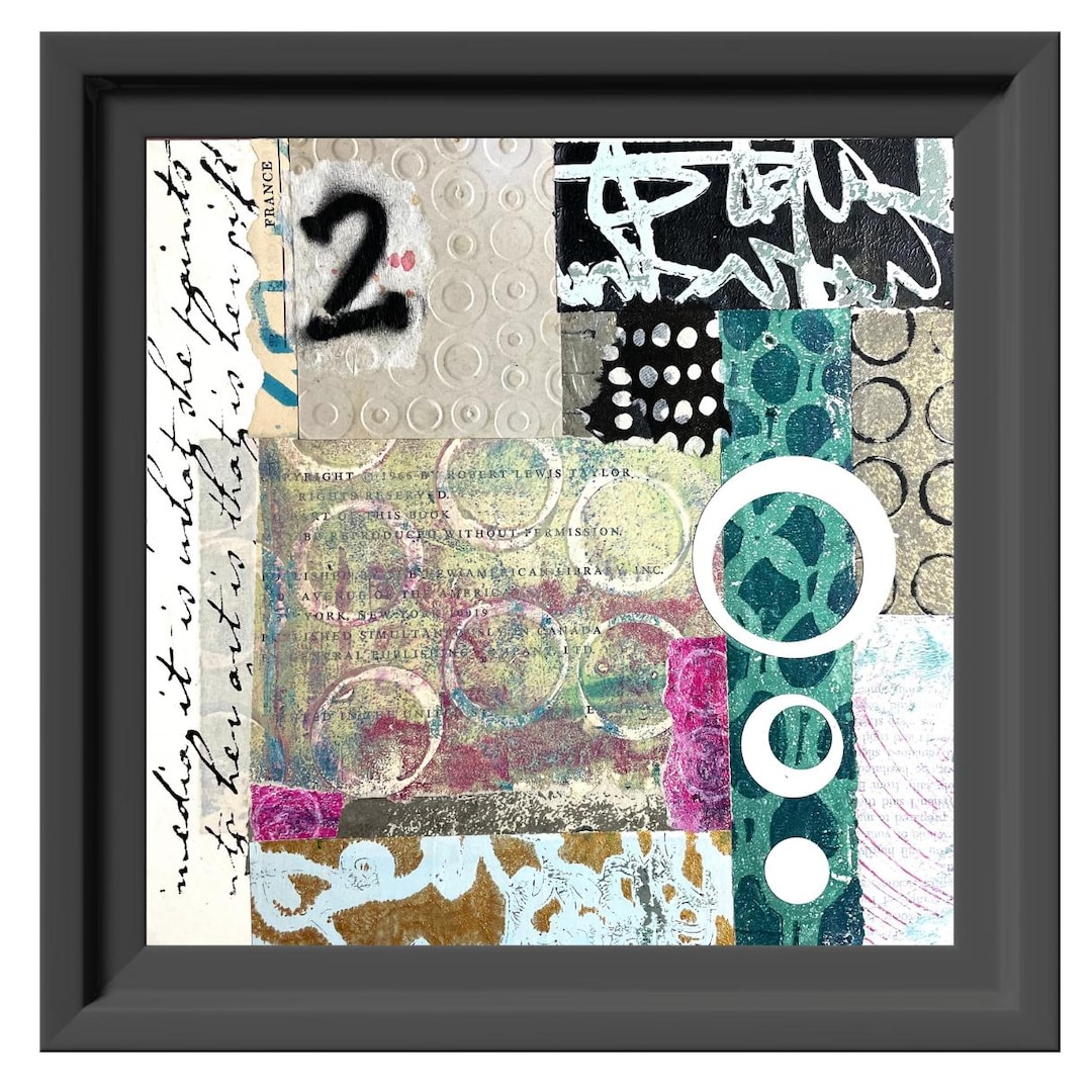 Mixed Media Collage Art, Handmade Modern Abstract Decor 8x8 - Etsy