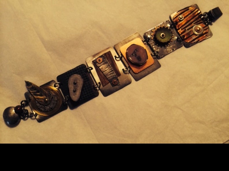 Sterling silver mixed media panel bracelet image 2