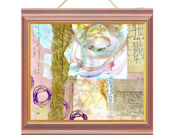 Handmade Paper Collage, Modern Abstract Wall Art, 8x8