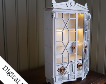 Laser Cut Display Cabinet: SVG DXF PDF Files, Miniature Furniture