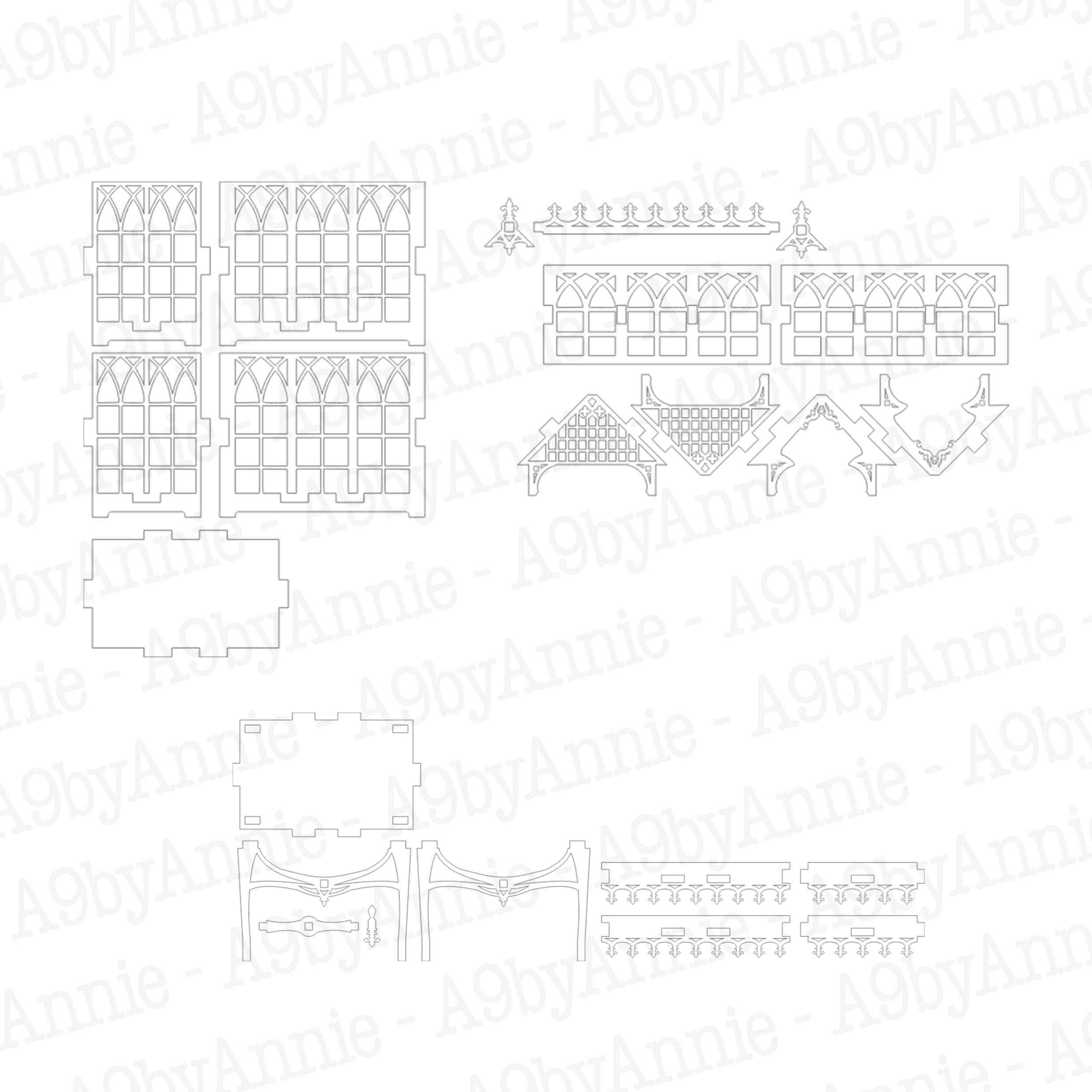 Mini Dxf Gothic Mini Greenhouse Laser Cut File | 1:12 Scale Dollhouse (SVG DXF ...