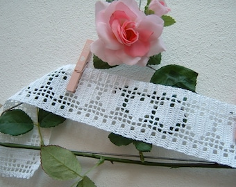 Crochet partition lace-Insert for filet curtain with hearts-Crochet ribbon-cm.50xcm.7-On ordering