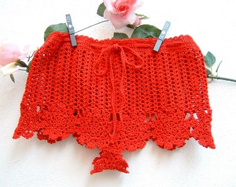 Crochet-fashion summer beach bikini shorts