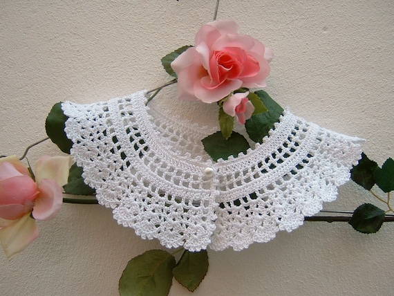Colletto donna all'uncinetto-Look vintage-Colletto di cotone bianco stile  RGB-Collare retrò chic vittoriano-Crochet moda donna romantica