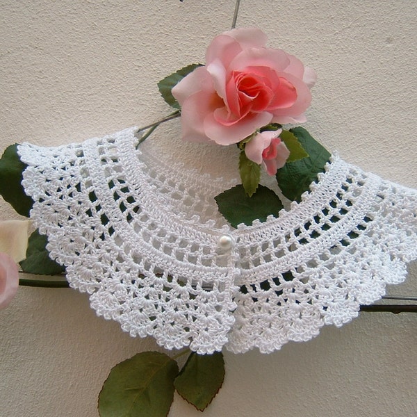 Crochet women's collar-Vintage look-RGB style white cotton collar-Victorian chic retro collar-Crochet romantic women's fashion