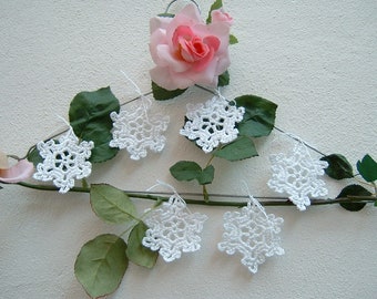 Crochet snowflakes - White lace Christmas decorations - Close package ornaments - Christmas tree decorations