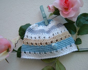 Crochet Baby Hat-Multicolor Pure Cotton Baby Hat-Summer Baby Fashion Size 0-3 Months