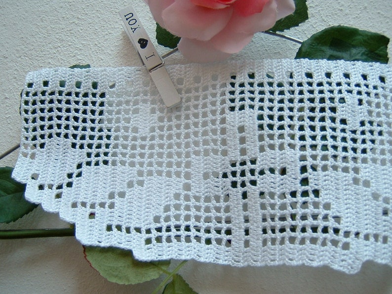 Liturgical Crochet Lace for Altar Tableclothfilet Border With Cross