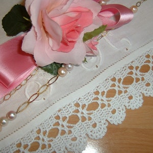 White crochet lace edge-Lace with finishing bows-Shabby chic style-Romantic lace-cm.50xcm.4.50-On ordering