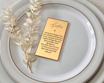 Sister Modern Wedding Gold Silver Poem Place Name Card Setting