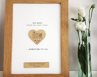 First Paper Anniversary Calendar Heart Print