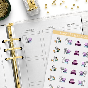Stickers planificateur Emma Change Sheets / Stickers planificateur fonctionnel personnage / Bullet Journal, Filofax, Erin Condren, Happy Planner