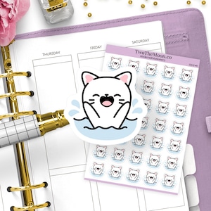 Süße Katze im Schwimmbad Tag Aufkleber / Symbol Funktionale Planer Aufkleber / Bullet Journal, Filofax, Erin Condren, Happy Planner