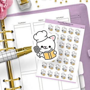 Cutie Cat Kochbuch Aufkleber / Aufkleber für Küche / Bullet Journal, Filofax, Erin Condren, Happy Planner, Filofax, Scrapbooking