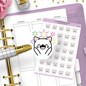 Süße Katze Feuerwerk Aufkleber – Urlaub, Feier, Neujahr, Journals, Hobonichi, Happy Planner, Erin Condren, Funktionale Symbole