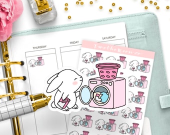 Adesivi per lavanderia Bunn / Adesivi per pianificatore funzionale icona / Bullet Journal, Filofax, Erin Condren, Happy Planner