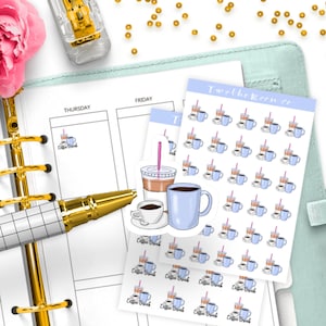 Stickers planificateur de pause-café / Stickers planificateur fonctionnel icône / Bullet Journal, Filofax, Erin Condren, Happy Planner
