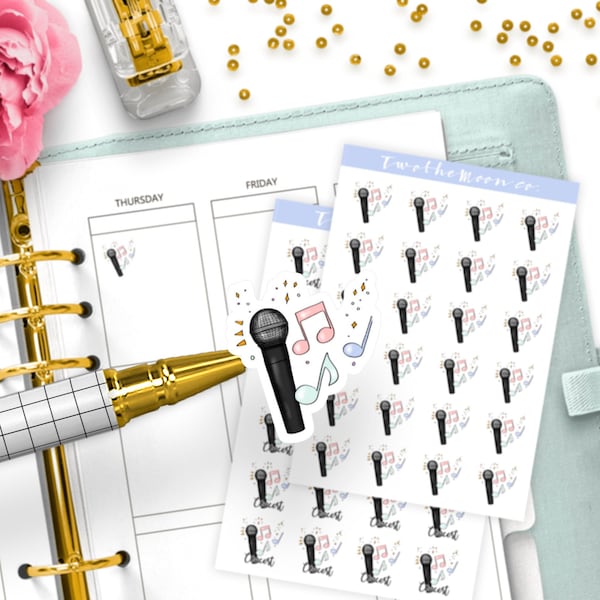 Concert Stickers / Icon Functional Planner stickers / Bullet Journal, Filofax, Erin Condren, Happy Planner