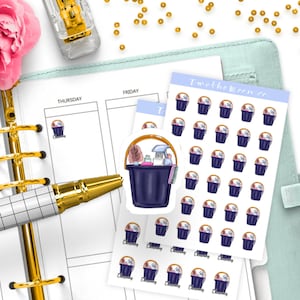 Reinigung Planner Sticker / Symbol Funktionale Planer Aufkleber / Bullet Journal, Filofax, Erin Condren, Happy Planner