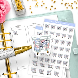 Pegatinas para planificador de lavandería / Pegatinas para planificadores funcionales Icon / Bullet Journal, Filofax, Erin Condren, Happy Planner