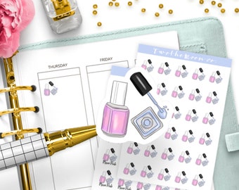 Mani Pedi Planner Stickers, Functional Nail Appointment Icons, Beauty Self Care Journaling Labels