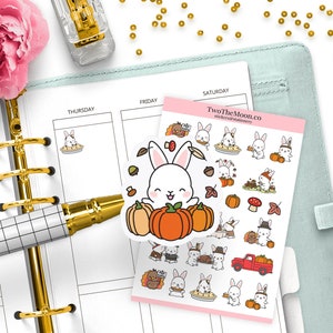 Adesivi Bunn per celebrare il Ringraziamento, autunno e autunno/ Icon Functional Planner / Bullet Journal, Filofax, Erin Condren, Happy Planner