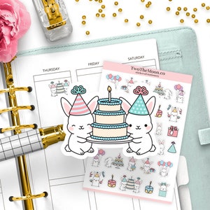 Adesivi per planner funzionale Bunn Birthday / Icon / Bullet Journal, Filofax, Erin Condren, Happy Planner