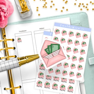 Naklejki na planer dnia wypłaty / Naklejki na planer funkcjonalny Icon / Bullet Journal, Filofax, Erin Condren, Happy Planner