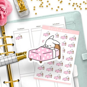 Bunn Sleeping / Icon Functional Planner-stickers / Bullet Journal, Filofax, Erin Condren, Happy Planner