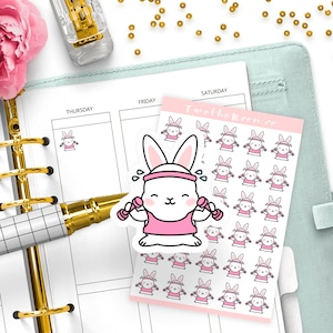 Stickers d'entraînement Bunn / Stickers Icon Functional Planner / Bullet Journal, Filofax, Erin Condren, Happy Planner