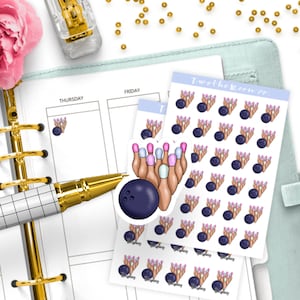 Adesivi da bowling / Adesivi per pianificatore funzionale icona / Bullet Journal, Filofax, Erin Condren, Happy Planner